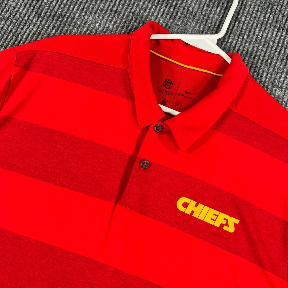 Kansas City Chiefs Polo Shirt Mens XL Extra Large Red Striped Short Sleeve Nike